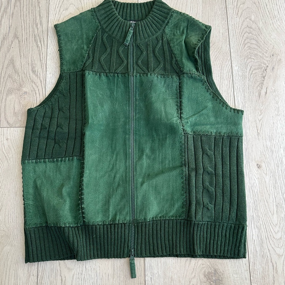 Designers Originals Green Sweater Suede Vest